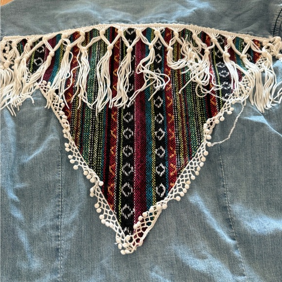 Carmar Blue Denim Shirt with Fringe - Picture 3 of 9